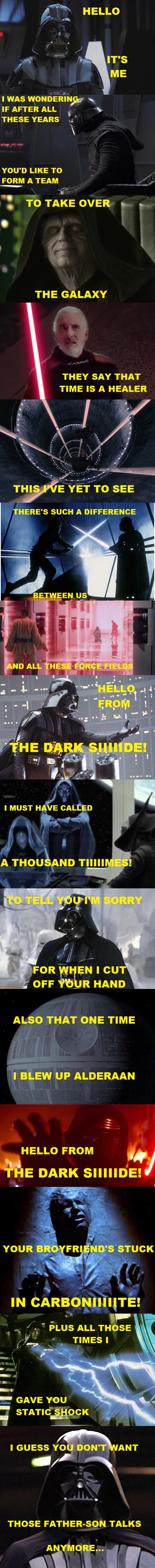 Dark Side. Star Wars. The Sith. Adele 'Hello'. https://benjaminfrog.com/2016/01/25/hello/